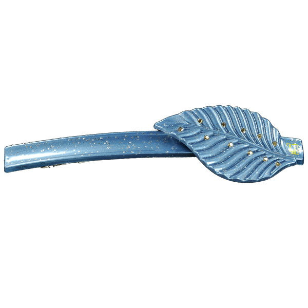 Hair clip with leaf - Swarovski Jeans blue gloss